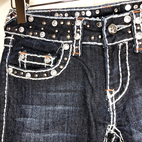 Miss chic Rhinestone stretch slim denim Jeans - Picture 6 of 8